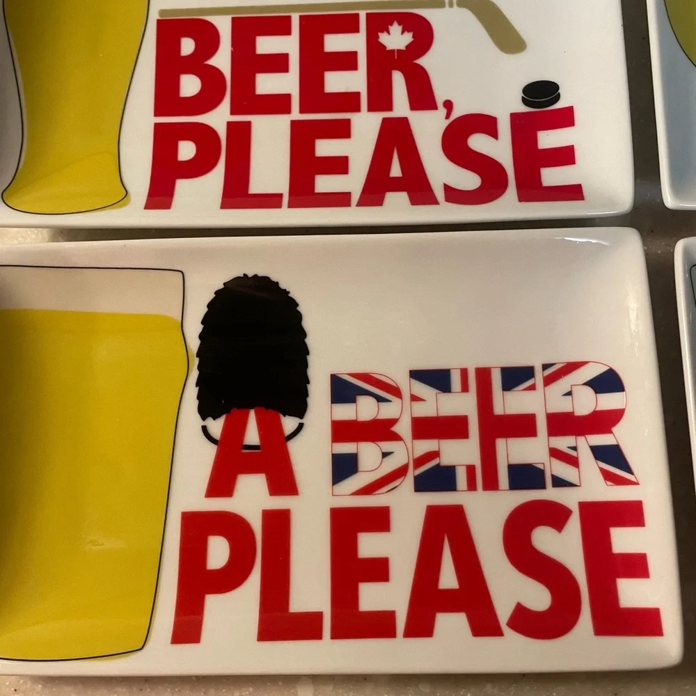 Crate&Barrel around the world Beer-Themed Plate Set with